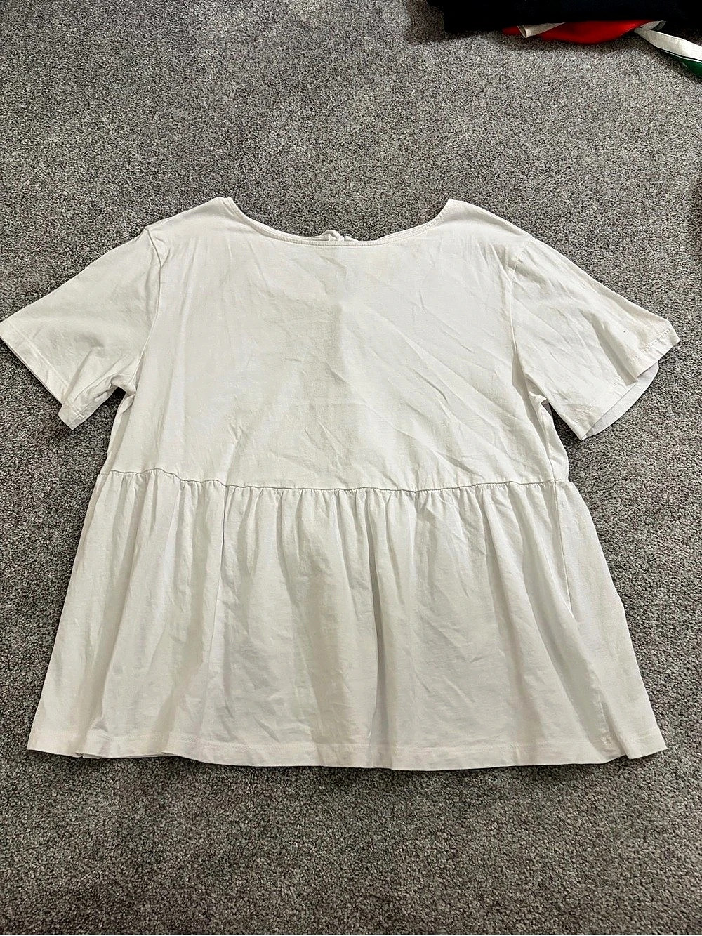 H&M Tie-Detail Peplum Blouse Cotton White Size Medium